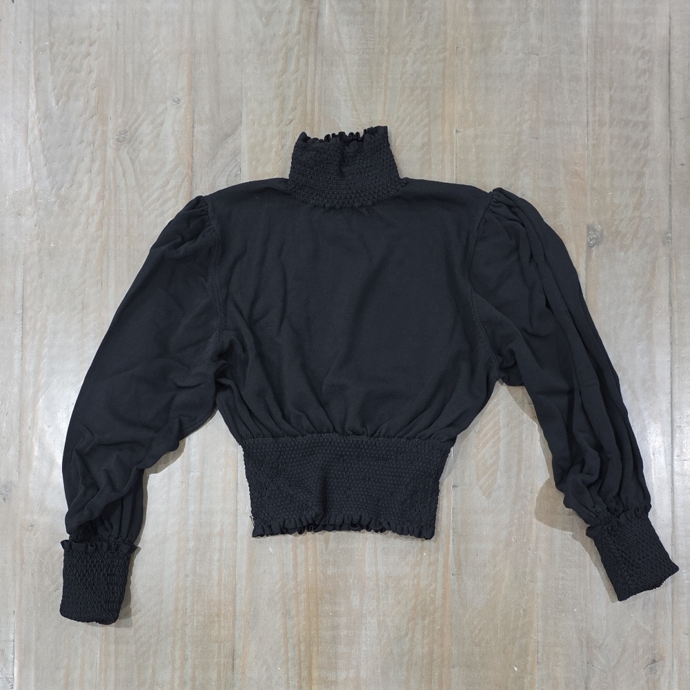 Zara Women's Elegant Black High-Neck Blouse #F0185